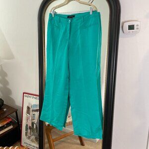 Ashley Stewart Linen blend turquoise‎ pants size 12W